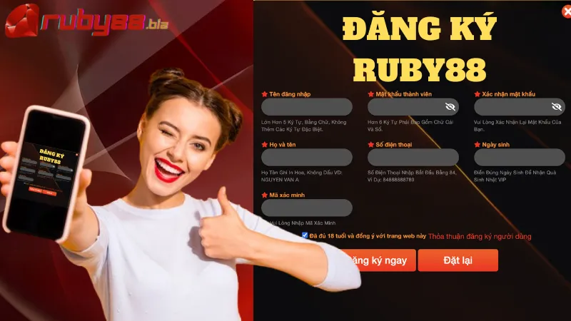 Thao tác đăng ký Ruby88 đơn giản chính xác chỉ với 3 bước nhanh gọn